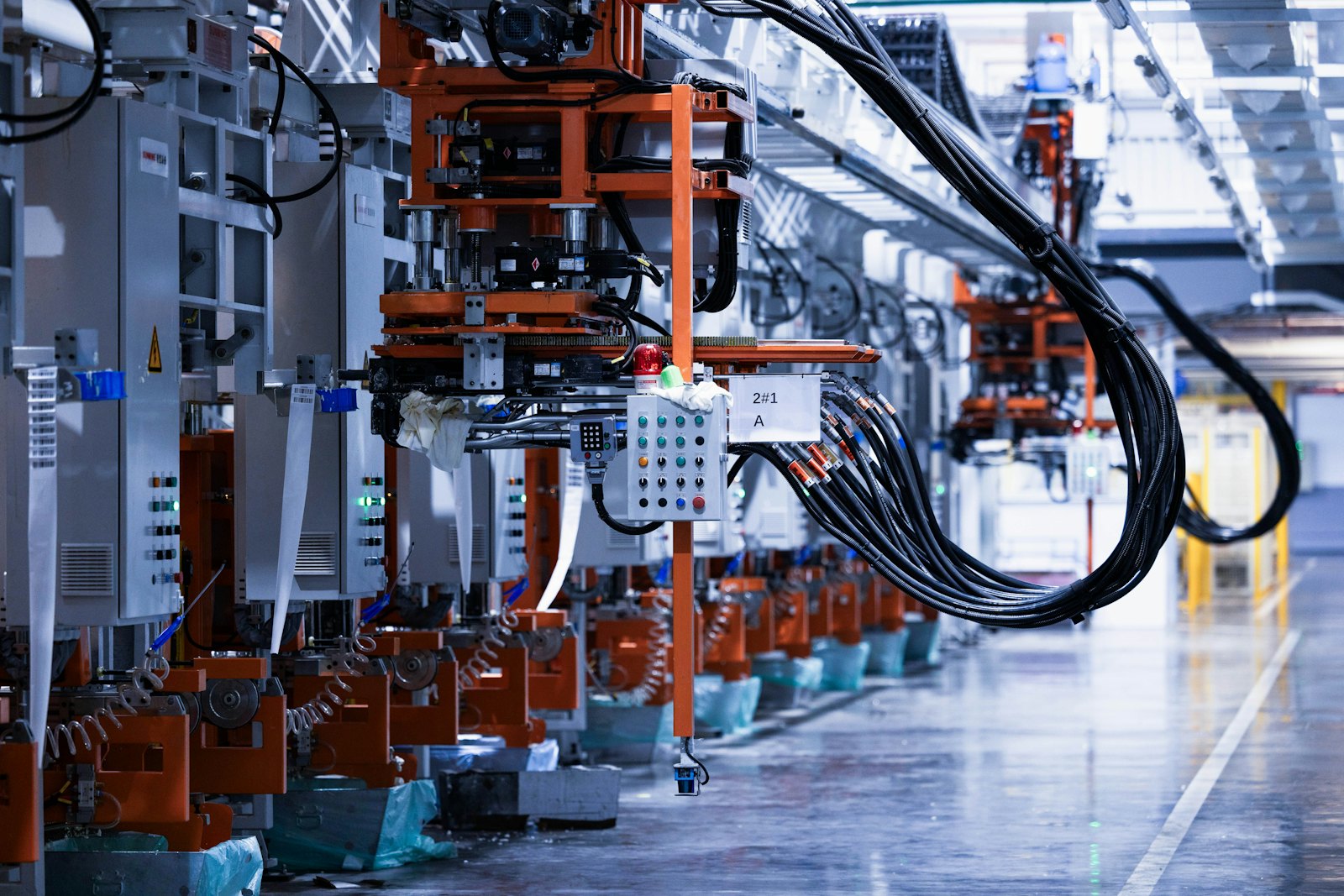 Automated production line inside a modern manufacturing facility