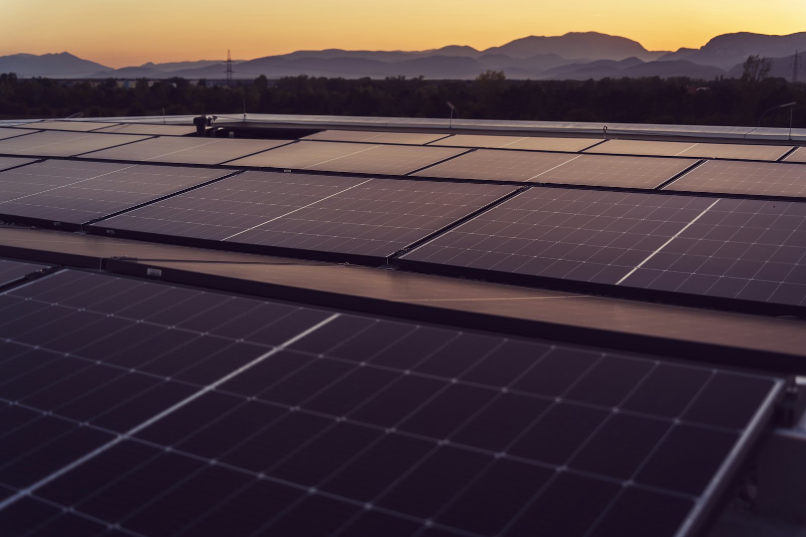 Solar array installed in a hilly region